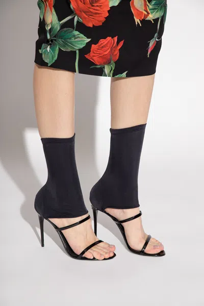 Dolce & Gabbana Woman Sandals Black Size 7.5 Polyamide, Soft Leather, Elastane