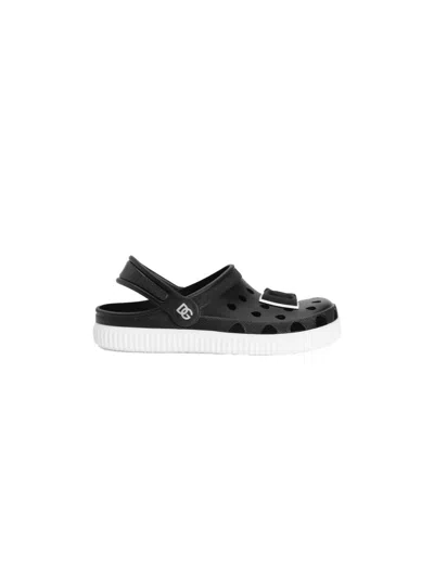 Dolce & Gabbana Kids' Sandali Con Logo In Black