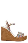 Dolce & Gabbana Wedge Sandals With Logo Embroidery In Multi