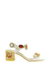 Dolce & Gabbana Stone Embellished Leather Block-heel Sandals In Yellow