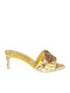 Dolce & Gabbana Keira 60 Majolica Print Crystal Embellished Mules In Yellow