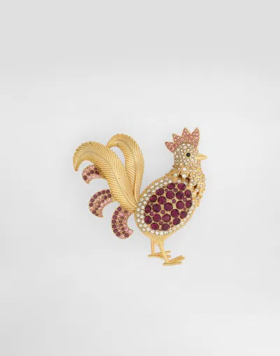 Dolce & Gabbana Sartoria Rooster-shaped Brooch In Gold