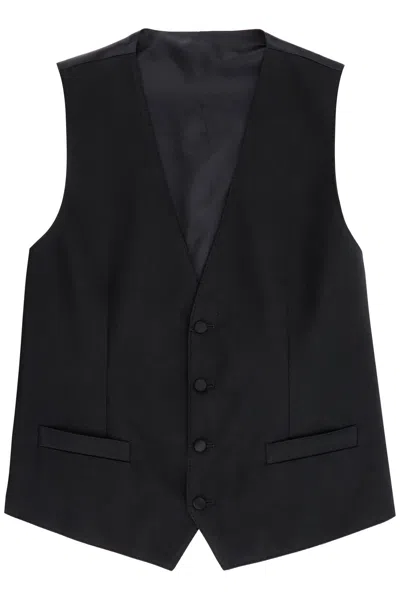 Dolce & Gabbana Men's Sartorial Satin Waistcoat In Black