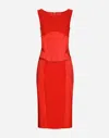 Dolce & Gabbana Satin And Cady Calf-length Dress In Red