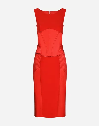 DOLCE & GABBANA SATIN AND CADY CALF-LENGTH DRESS