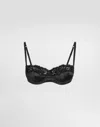 Dolce & Gabbana Silk Bra With Adjustable Shoulder Straps In Black