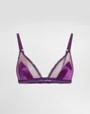 Dolce & Gabbana Satin And Lace Bra In Purple
