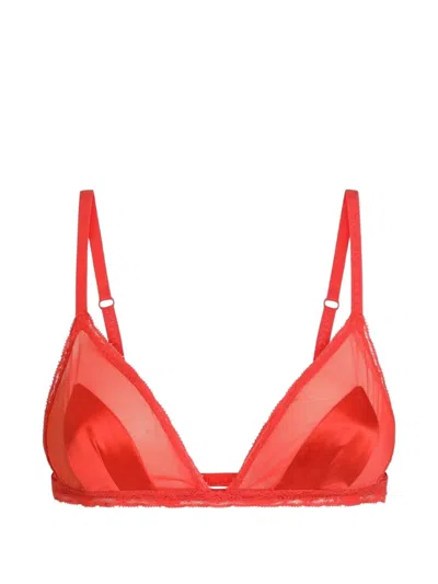 Dolce & Gabbana Satin And Lace Bra In Red