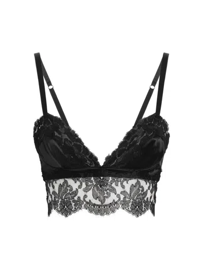 Dolce & Gabbana Satin And Lace Bralette Top In Black