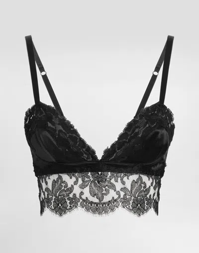 DOLCE & GABBANA SATIN AND LACE BRALETTE TOP