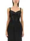 Dolce & Gabbana Black Lace And Satin Bralette Camisole In Black
