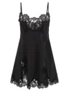 Dolce & Gabbana Satin And Lace Dress Dresses Black In Black
