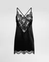 Dolce & Gabbana Satin And Lace Slip In Black