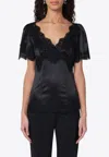 Dolce & Gabbana Lace-trimmed Silk Satin Top In Black