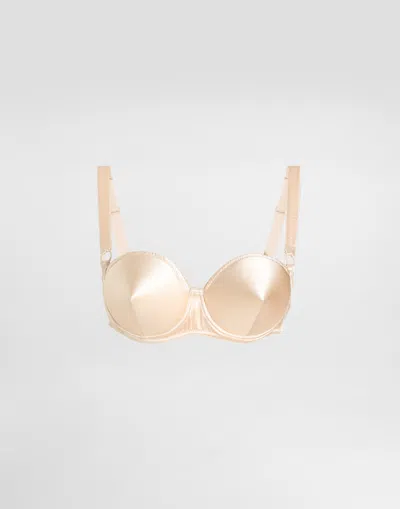 DOLCE & GABBANA SATIN BALCONETTE BRA WITH CONICAL CUPS
