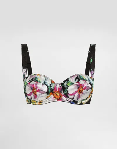 Dolce & Gabbana Satin Balconette Bra With Floral Print