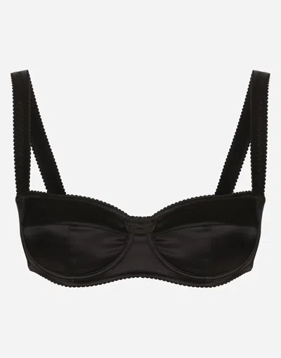 DOLCE & GABBANA SATIN BALCONETTE BRA WITH LACE