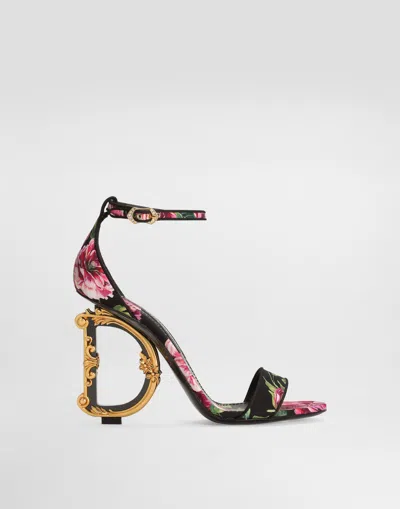 Dolce & Gabbana Satin Baroque Dg Sandals In Print