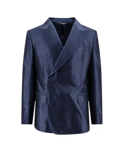 DOLCE & GABBANA SATIN BLAZER WITH PEAK LAPEL