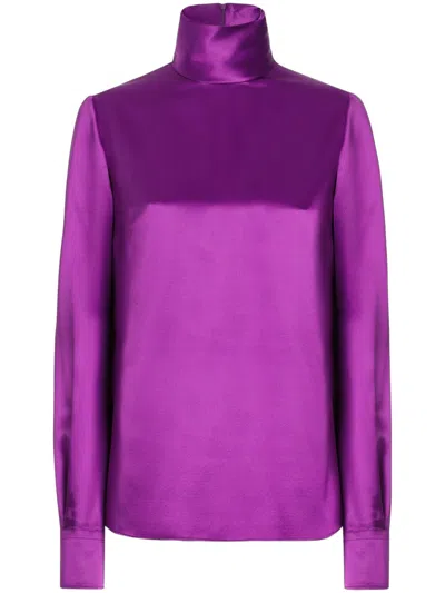 Dolce & Gabbana Satin Blouse In Purple
