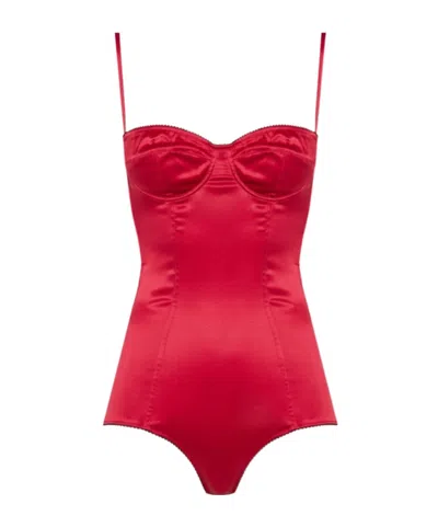 Dolce & Gabbana Satin Bodysuit In Red