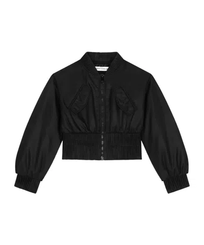 Dolce & Gabbana Kids' Satin Bomber Jacket With Tag In Black