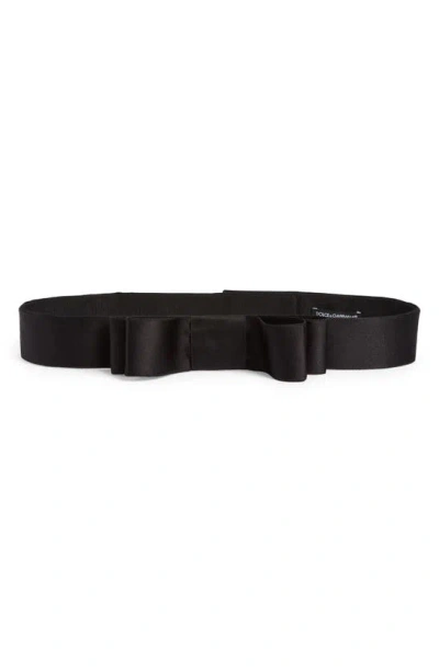 Dolce & Gabbana Bow-embellished Ribbon Belt In Black