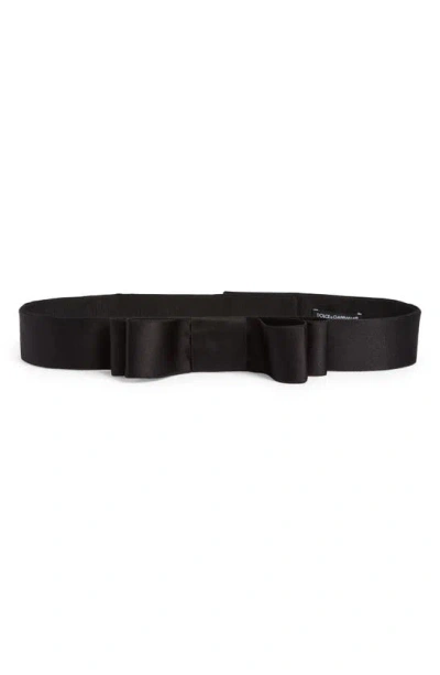 Dolce & Gabbana Bow-embellished Ribbon Belt In N0000 Nero