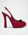 Dolce & Gabbana Satin Pumps With Platform Sole And Bow Detail In 8s652 Red
