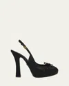 Dolce & Gabbana Satin Slingback Platform Shoes In Blackblack