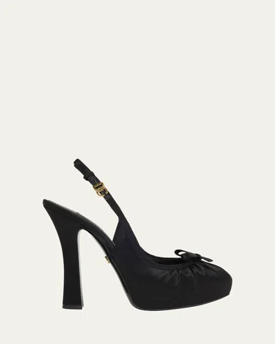 DOLCE & GABBANA SATIN BOW SLINGBACK BALLERINA PUMPS