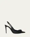 Dolce & Gabbana Mun 105 Satin Slingback Pumps With Bow In Nero