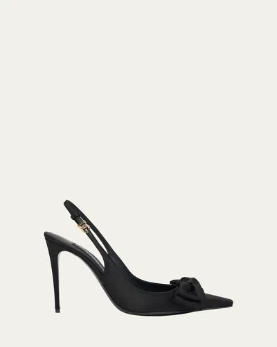 DOLCE & GABBANA SATIN BOW SLINGBACK PUMPS