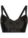 Dolce & Gabbana Sicily Cropped Top Lace Trim In Black