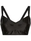 Dolce & Gabbana Sicily Cropped Top Lace Trim In Black