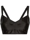 Dolce & Gabbana Sicily Cropped Top Lace Trim In Black