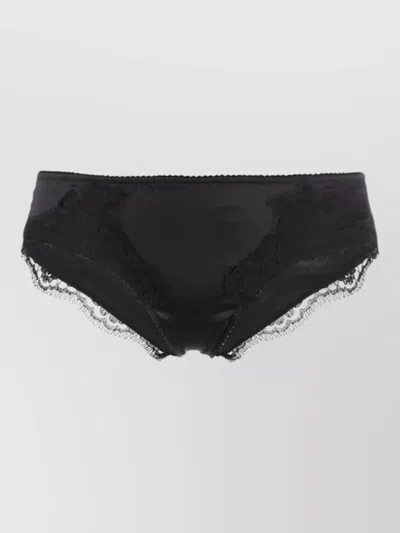 Dolce & Gabbana Satin Briefs Lace Detailing Scalloped Edges In Black