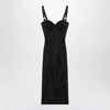 Dolce & Gabbana Satin Bustier Longuette Dress In Black