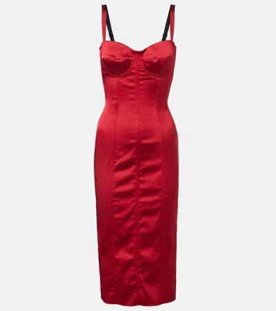 Dolce & Gabbana Satin Bustier Dress In Red