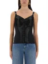 Dolce & Gabbana Satin Buttoned Fitted Top In Black