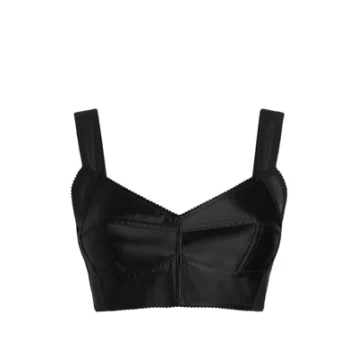 Dolce & Gabbana Satin Bustier Top In Black