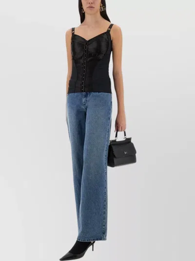 DOLCE & GABBANA SATIN BUTTONED FITTED TOP