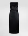Dolce & Gabbana Satin-finish Midi Dress In Black