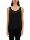 Dolce & Gabbana Satin Camisole Top With Logo In Black