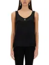 Dolce & Gabbana Satin Camisole Top With Logo In Black