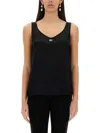 Dolce & Gabbana Satin Camisole Top With Logo In Black