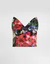 Dolce & Gabbana Satin Corset Top With Floral Print In Print