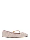 Dolce & Gabbana Pink Ballet Flats With Metallic Dg Logo Plaque In Pink