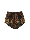 Dolce & Gabbana Satin Culottes With Animal Print And Lace In Brown