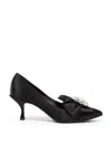 Dolce & Gabbana Satin Decollete With Jewel  In Black